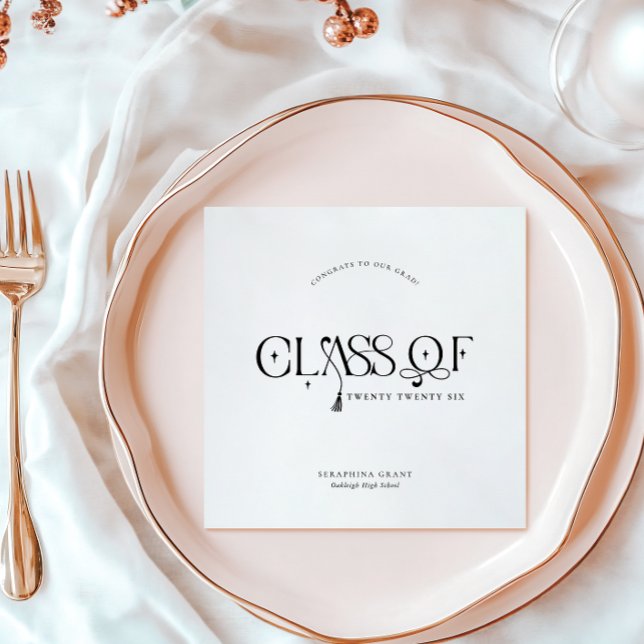 Class Of | Modern Personalized Graduation Party Napkins (Creator Uploaded)