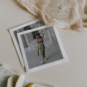 Class Of Modern Personalized Graduation Photo Napkins