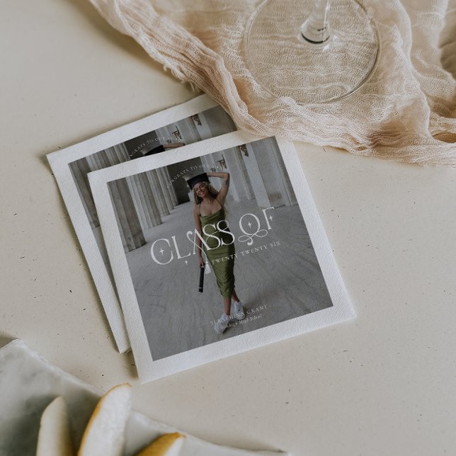 Class Of | Modern Personalized Graduation Photo Napkins (Creator Uploaded)