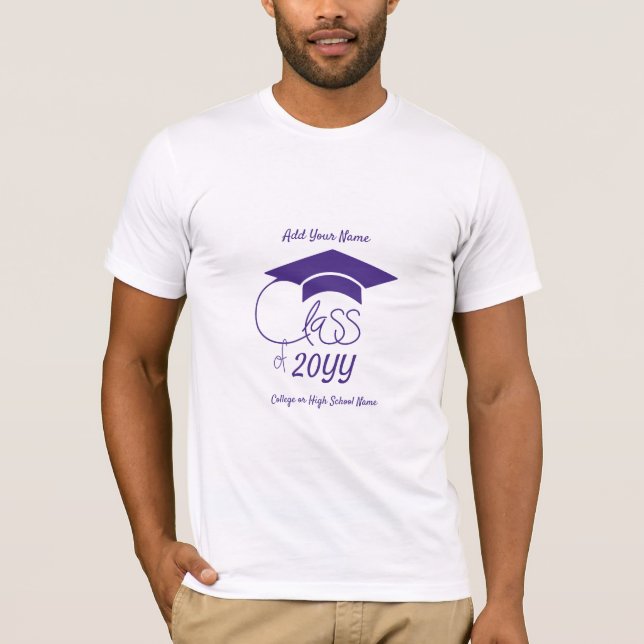 Class of-Purple Graduation Cap-Custom T-Shirt (Front)
