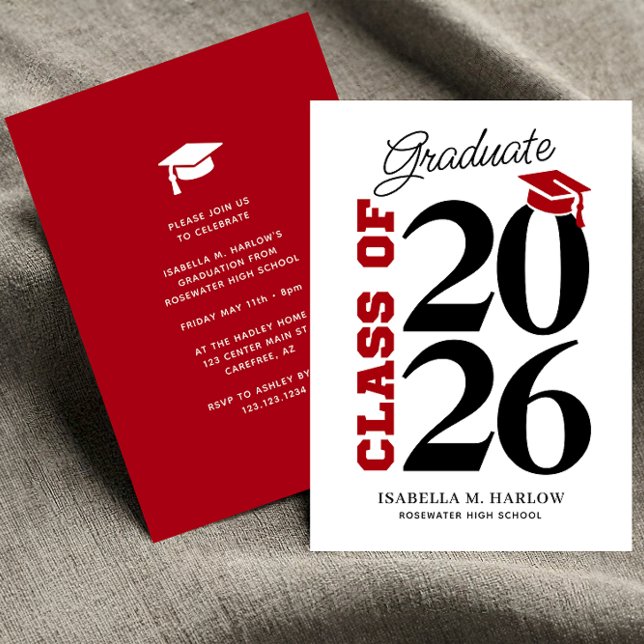 Class of Red Black Graduation Invitation (Creator Uploaded)