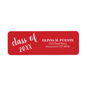 Class Of Red Graduation Return Address Label