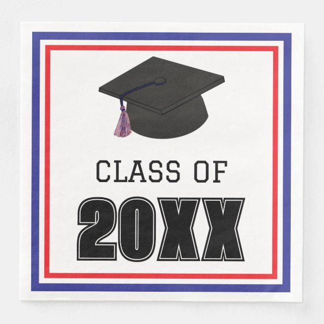 Class of Red, White, and Blue Paper Dinner Napkins (Front)