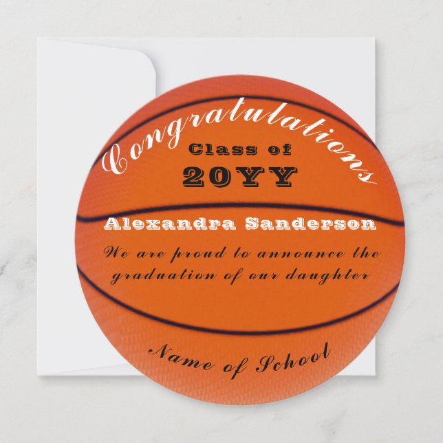 Class of School Basketball Graduation Announcement (Front)