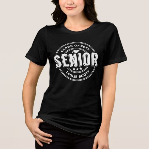 Class Of Senior Graduate Personalized Graduation Tri-Blend Shirt