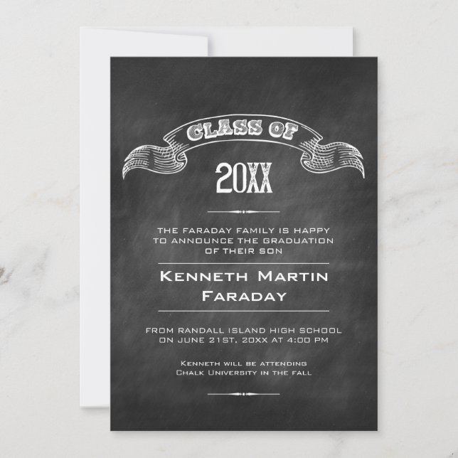 Class of Simple Chalkboard Graduation Announcement (Front)