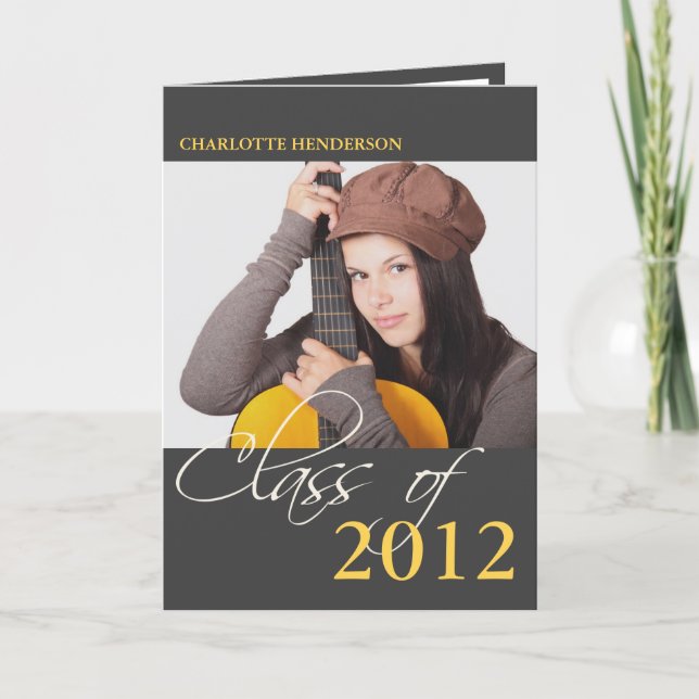 Class of slate gray graduation photo announcement (Front)