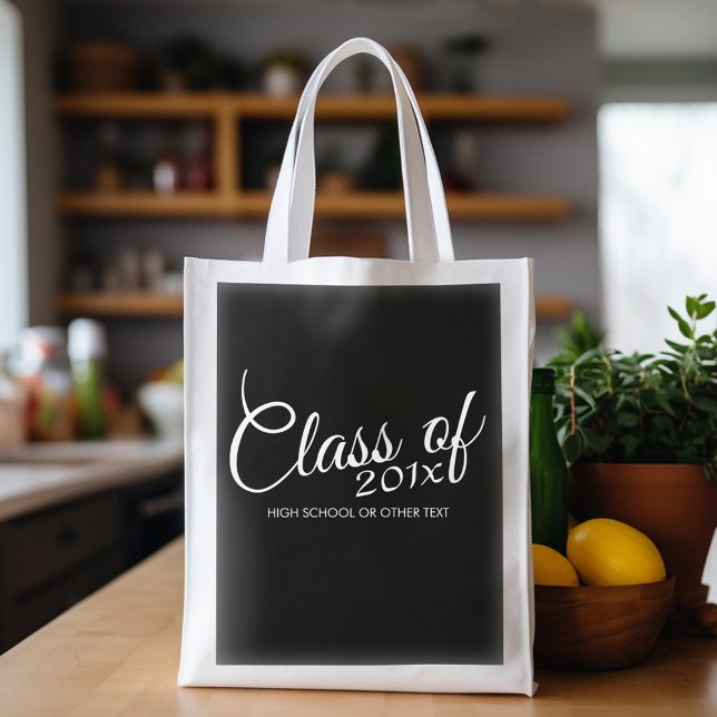 Class of with Custom Year and High School Reusable Grocery Bag (Personalized Grocery Tote)