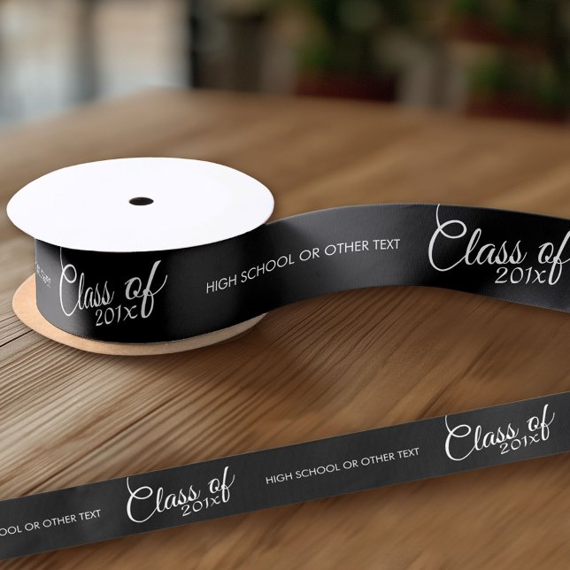 Class of with Custom Year and High School Satin Ribbon (Custom Ribbon on a Roll - Personalize this ribbon with you text)