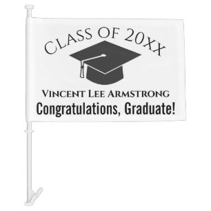 Class of XX Congratulations Graduation Cap w/ Name Car Flag