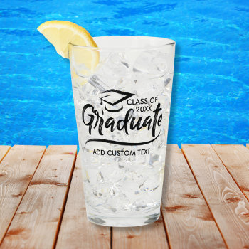 Class Of Year 20xx Party Gift Custom Graduation Glass by colorfulgalshop at Zazzle