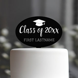 Class of Year and Name - Black Can Change Color Cake Topper