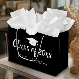 Class of Year and Name - Black Can Change Color Large Gift Bag