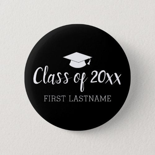 Class of Year and Name _ Black Can Change Color Pinback Button