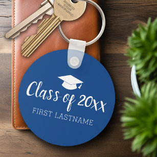 Class of Year and Name - Blue Can Change Color Keychain