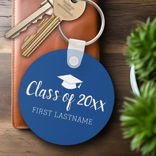 Class of Year and Name _ Blue Can Change Color Keychain