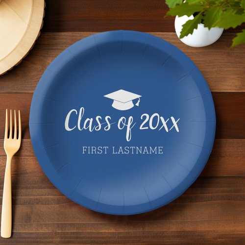 Class of Year and Name _ Blue Can Change Color Paper Plates