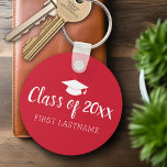 Class of Year and Name - Red Can Change Color Keychain<br><div class="desc">Add graduate name and any year to this minimal,  modern design. This can be used for any graduate or reunion - high school,  college,  grad school,  nursing,  med school or even trade school.</div>