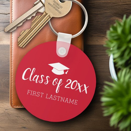 Class of Year and Name _ Red Can Change Color Keychain