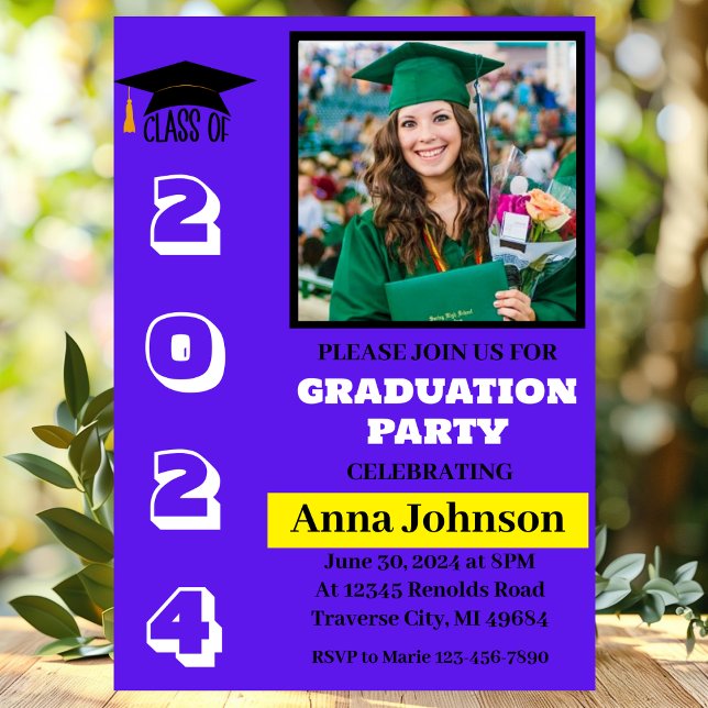 Class of Year Blue Graduation Party Invitation (Creator Uploaded)