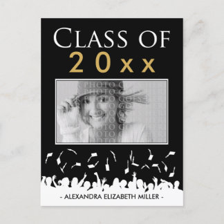 Class of [YEAR] Caps Graduation Announcement black