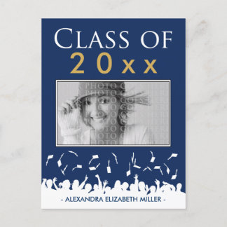 Class of [YEAR] Caps Graduation Announcement blue