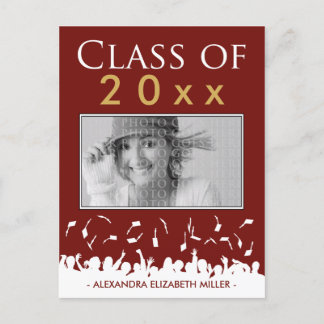 Class of [YEAR] Caps Graduation Announcement red