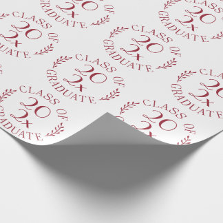 Class of Year Graduate Burgundy White Typography Wrapping Paper