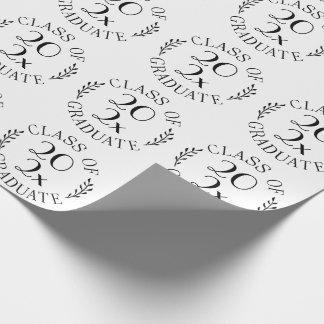 Class of Year Graduate Chic Black White Typography Wrapping Paper