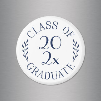 Class of Year Graduate Chic Navy Typography Magnet