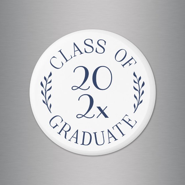 Class of Year Graduate Chic Navy Typography Magnet (Class of Year Graduate Chic Navy Typography Magnet in situ)