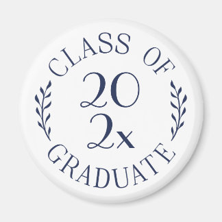 Class of Year Graduate Chic Navy Typography Magnet