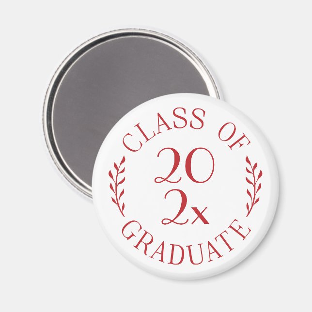 Class of Year Graduate Chic Red Typography Magnet (Front/Back)