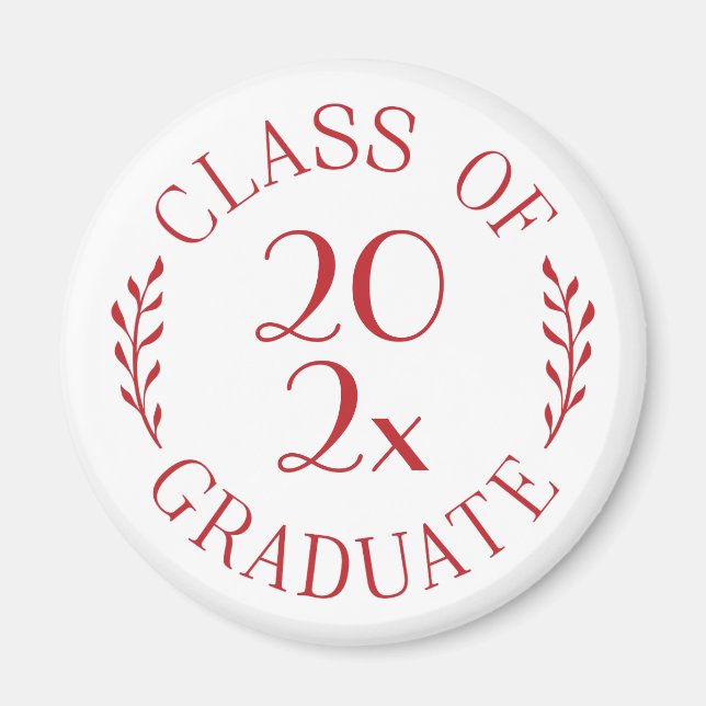 Class of Year Graduate Chic Red Typography Magnet (Front)