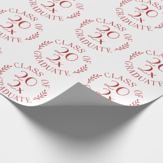 Class of Year Graduate Chic Red White Typography Wrapping Paper