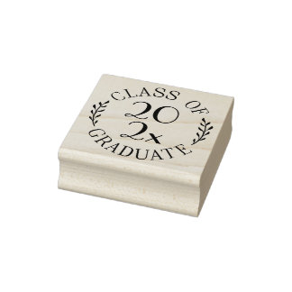 Class of Year Graduate Chic Typography Emblem Rubber Stamp