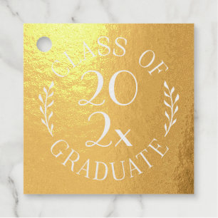 Class of Year Graduate Chic Typography Gold Foil Favor Tags