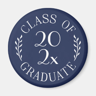Class of Year Graduate Chic Typography Navy Blue Magnet
