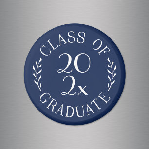 Class of Year Graduate Chic Typography Navy Blue Magnet