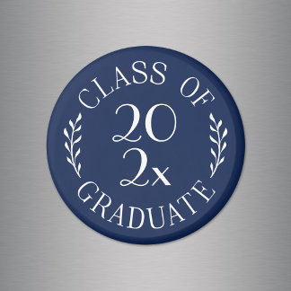 Class of Year Graduate Chic Typography Navy Blue Magnet