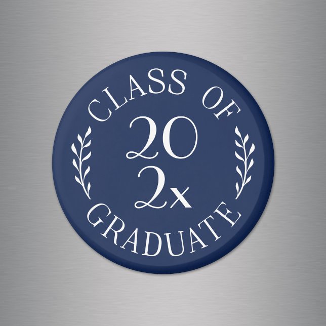 Class of Year Graduate Chic Typography Navy Blue Magnet (Class of Year Graduate Chic Typography Navy Blue Magnet in situ)