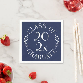 Class Of Year Graduate Chic Typography Navy Napkins