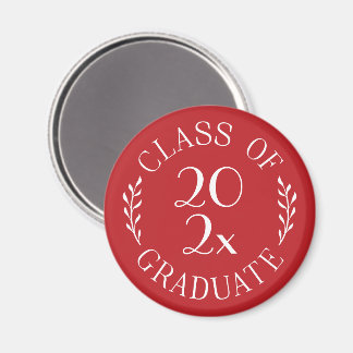 Class of Year Graduate Chic Typography Red Magnet