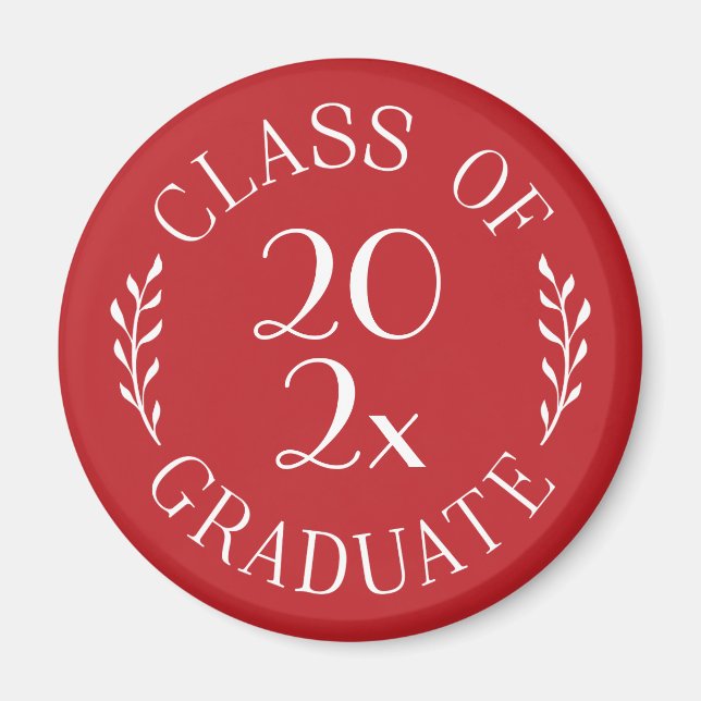 Class of Year Graduate Chic Typography Red Magnet (Front)