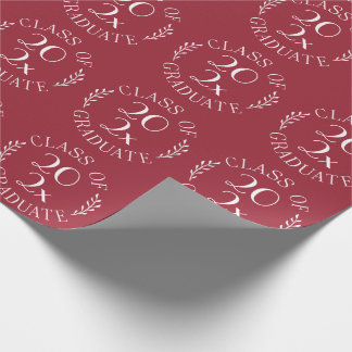 Class of Year Graduate Chic White Emblem Burgundy Wrapping Paper