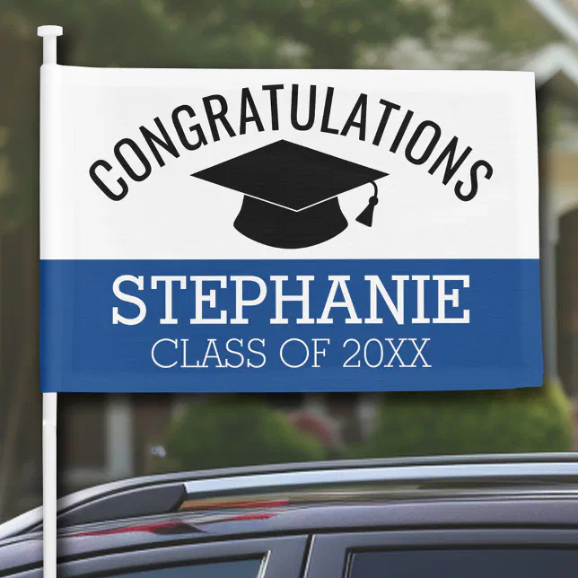 Car Related Grad Cap Class of Year Graduate - Graduation Cap Blue Black Car Flag | Zazzle