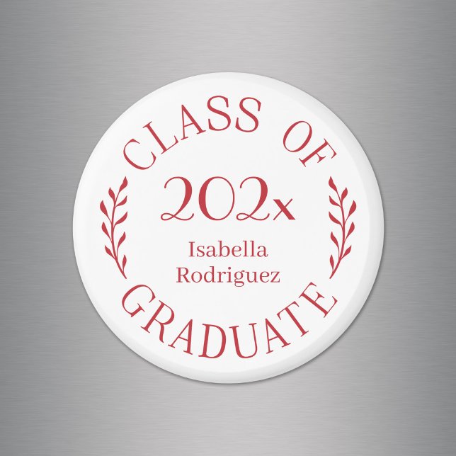 Class of Year Graduate Name Red Typography Magnet (Class of Year Graduate Name Red Typography Magnet in situ)