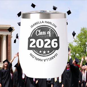 Class Of Year Graduate Name Thermal Wine Tumbler