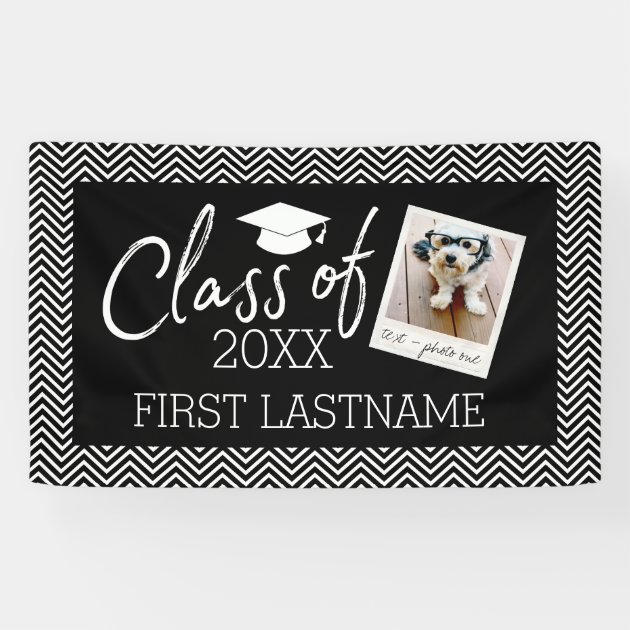 Class Of Year  Graduation 1 Square Photo Chevrons Banner