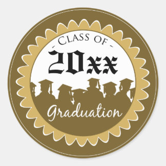 Class of [YEAR] Graduation Invitation Seal: gold Classic Round Sticker